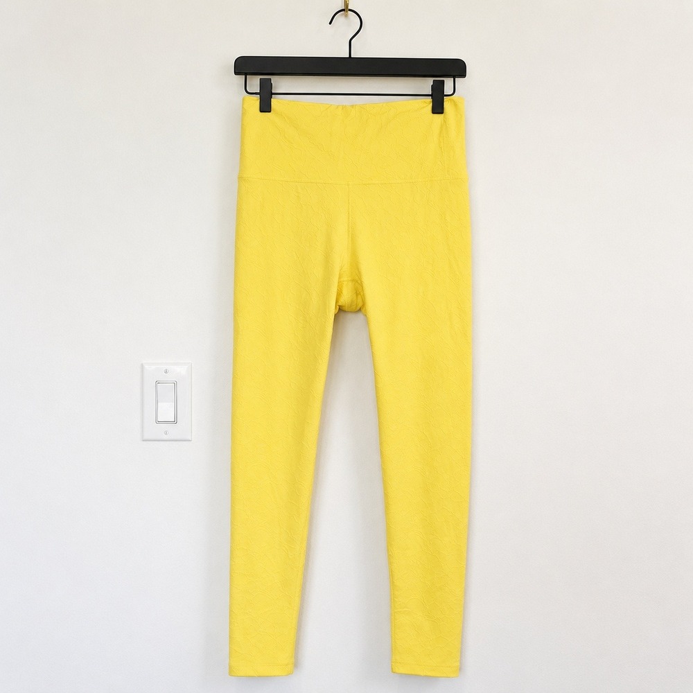 CALIA Yellow Textured High Rise Leggings Size M